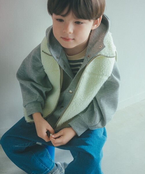 green label relaxing（グリーンレーベルリラクシング）の「ダンボール フード ハオリ / パーカー / キッズ  100cm-160cm（パーカー・キッズ・グレー系・150cm/100cm/110cm/130cm/120cm/160cm/140cm）」の2枚目の写真
