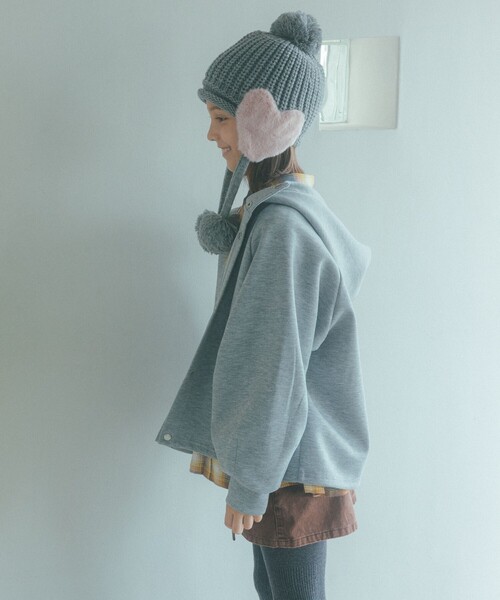 green label relaxing（グリーンレーベルリラクシング）の「ダンボール フード ハオリ / パーカー / キッズ  100cm-160cm（パーカー・キッズ・グレー系・150cm/100cm/110cm/130cm/120cm/160cm/140cm）」の3枚目の写真