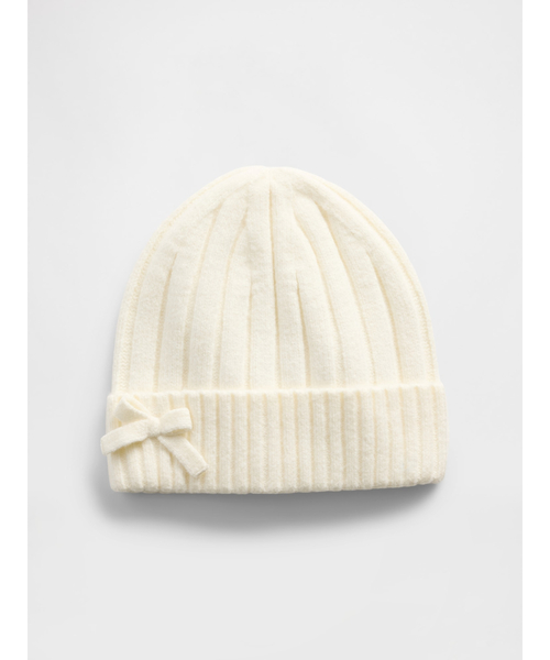 GAP(ギャップ)の「Cashsoft カシミヤタッチ リボン ビーニー (キッズ)(ニットキャップ/ビーニー・キッズ・アイボリー/ライトグレー・S/M/L/XL)」の1枚目の写真