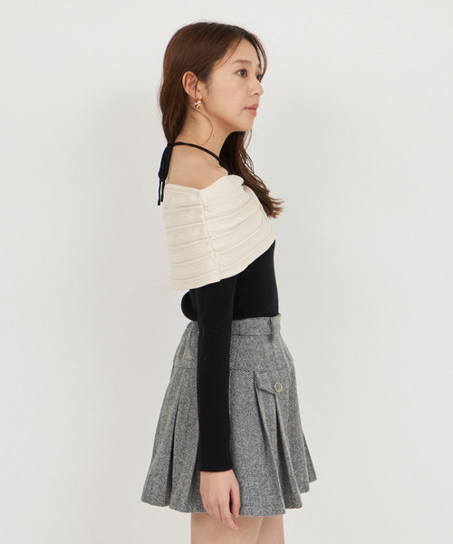 ROYAL PARTY（ロイヤルパーティー）の「オフショルリボン配色ニットトップス（ニット/セーター・レディース・オフホワイト/ボルドー/ブラック・FREE）」の15枚目の写真