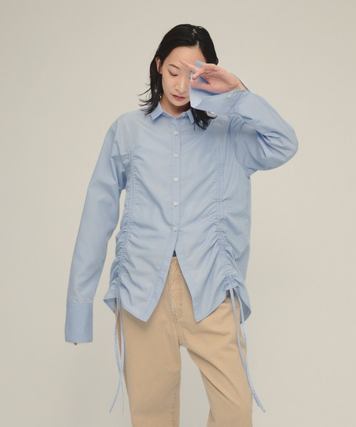eL（エル）の「【eL】Drawstring Shirring Shirts/593300（シャツ/ブラウス・レディース・ホワイト/ブルー・FREE）」の14枚目の写真