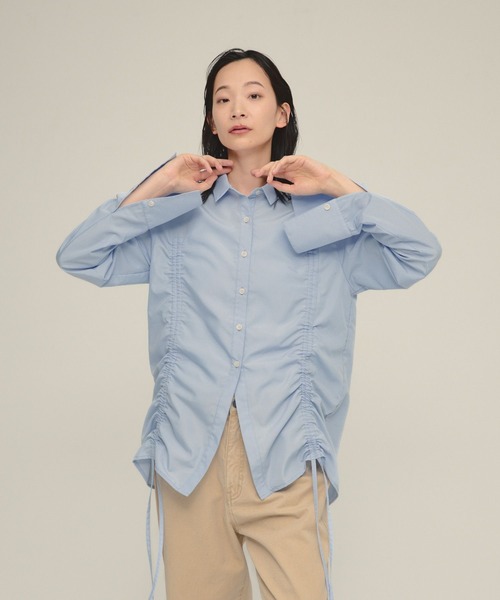 eL（エル）の「【eL】Drawstring Shirring Shirts/593300（シャツ/ブラウス・レディース・ホワイト/ブルー・FREE）」の12枚目の写真