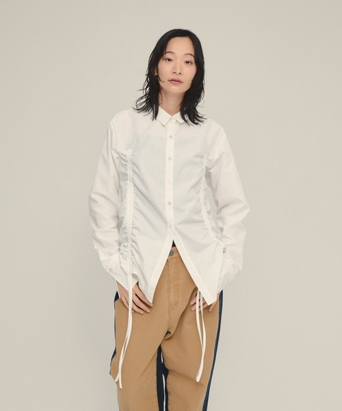 eL（エル）の「【eL】Drawstring Shirring Shirts/593300（シャツ/ブラウス・レディース・ホワイト/ブルー・FREE）」の7枚目の写真