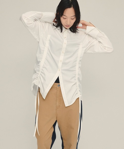 eL（エル）の「【eL】Drawstring Shirring Shirts/593300（シャツ/ブラウス・レディース・ホワイト/ブルー・FREE）」の6枚目の写真