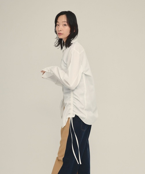 eL（エル）の「【eL】Drawstring Shirring Shirts/593300（シャツ/ブラウス・レディース・ホワイト/ブルー・FREE）」の5枚目の写真