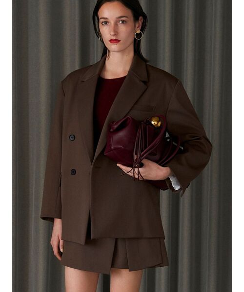 ELENDEEK（エレンディーク）の「ボンディングオーバージャケット（テーラードジャケット・レディース・グレー/ブラウン・FREE）」の3枚目の写真