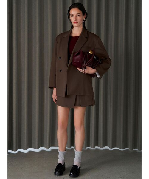 ELENDEEK（エレンディーク）の「ボンディングオーバージャケット（テーラードジャケット・レディース・グレー/ブラウン・FREE）」の6枚目の写真