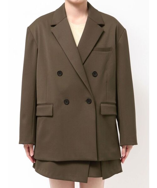 ELENDEEK（エレンディーク）の「ボンディングオーバージャケット（テーラードジャケット・レディース・グレー/ブラウン・FREE）」の22枚目の写真