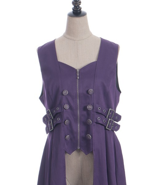 新品タグ付き✨ Wクロス ロングベスト ネイビー ベルトデザインロングベスト（ベスト）｜NIBBLE POISON（ニブル