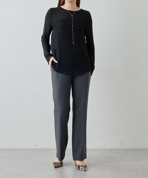 Drawing Numbers（ドローイング ナンバーズ）の「【Drawing Numbers】ストレッチオックスセミフレアパンツ（その他パンツ・レディース・チャコールグレー/ネイビー・36/38）」の14枚目の写真