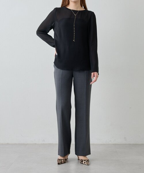 Drawing Numbers（ドローイング ナンバーズ）の「【Drawing Numbers】ストレッチオックスセミフレアパンツ（その他パンツ・レディース・チャコールグレー/ネイビー・36/38）」の10枚目の写真