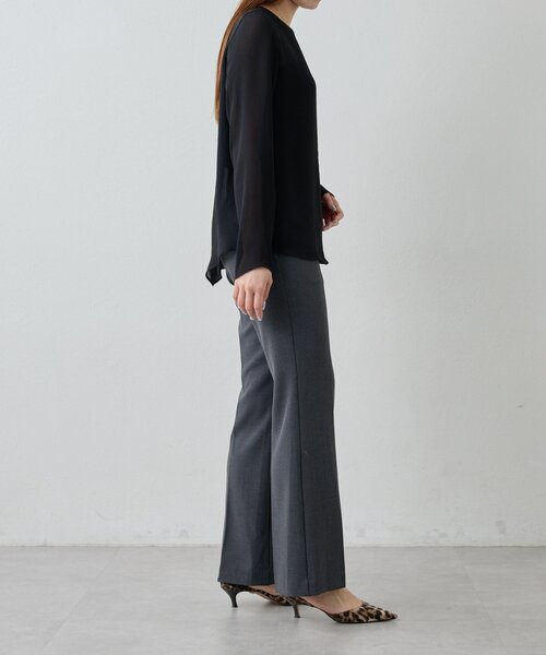 Drawing Numbers（ドローイング ナンバーズ）の「【Drawing Numbers】ストレッチオックスセミフレアパンツ（その他パンツ・レディース・チャコールグレー/ネイビー・36/38）」の13枚目の写真