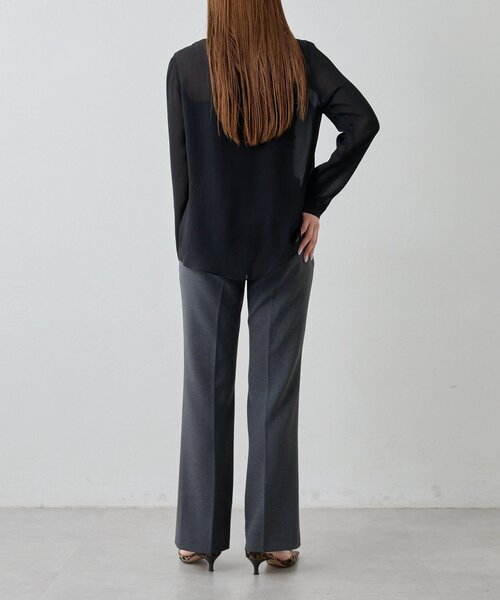 Drawing Numbers（ドローイング ナンバーズ）の「【Drawing Numbers】ストレッチオックスセミフレアパンツ（その他パンツ・レディース・チャコールグレー/ネイビー・36/38）」の12枚目の写真