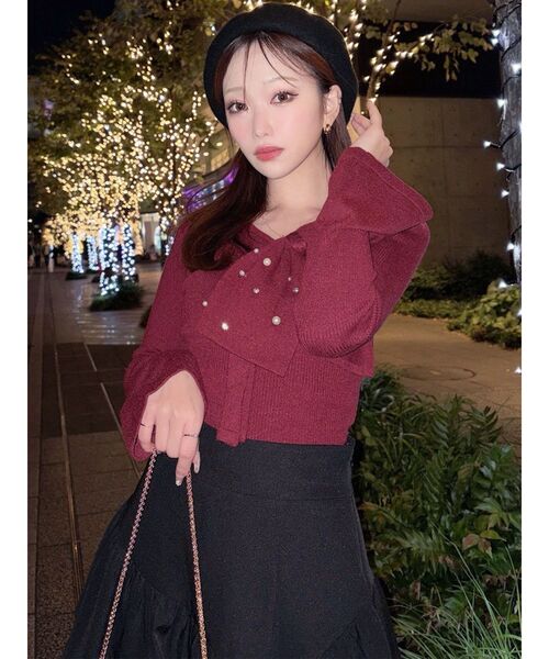 RESEXXY（リゼクシー）の「ビッグリボンニットトップス（ニット/セーター・レディース・レッド/ホワイト/ブラック・FREE）」の11枚目の写真