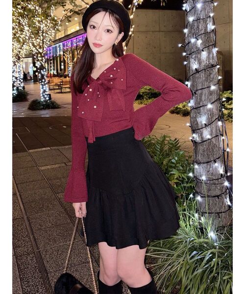 RESEXXY（リゼクシー）の「ビッグリボンニットトップス（ニット/セーター・レディース・レッド/ホワイト/ブラック・FREE）」の12枚目の写真