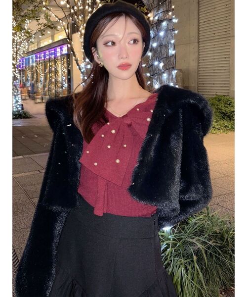 RESEXXY（リゼクシー）の「ビッグリボンニットトップス（ニット/セーター・レディース・レッド/ホワイト/ブラック・FREE）」の13枚目の写真