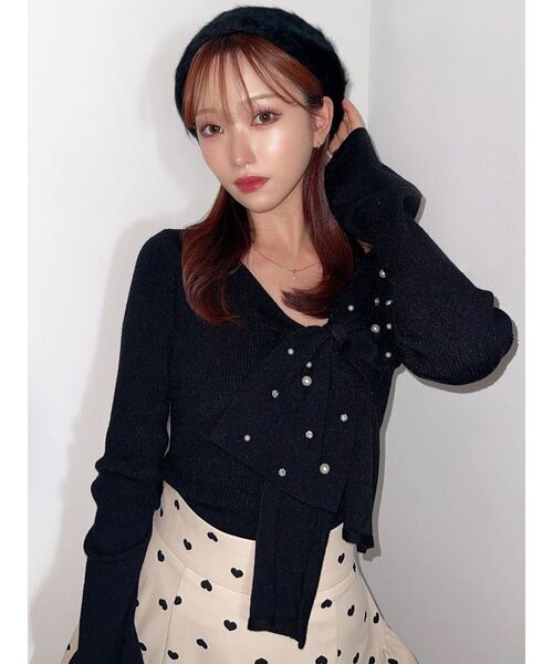 RESEXXY（リゼクシー）の「ビッグリボンニットトップス（ニット/セーター・レディース・レッド/ホワイト/ブラック・FREE）」の14枚目の写真