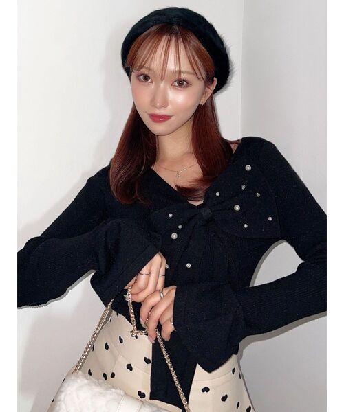 RESEXXY（リゼクシー）の「ビッグリボンニットトップス（ニット/セーター・レディース・レッド/ホワイト/ブラック・FREE）」の15枚目の写真