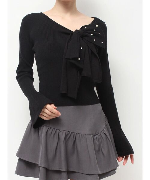 RESEXXY（リゼクシー）の「ビッグリボンニットトップス（ニット/セーター・レディース・レッド/ホワイト/ブラック・FREE）」の5枚目の写真