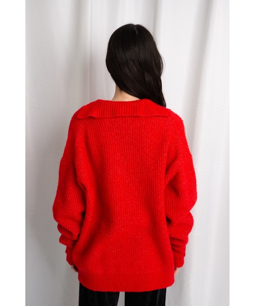 CAROUSE LAMBRA(ケラウズランブラ)の「LS BIG POLO(ニット/セーター・レディース・グレー/ネイビー/レッド・FREE)」の5枚目の写真