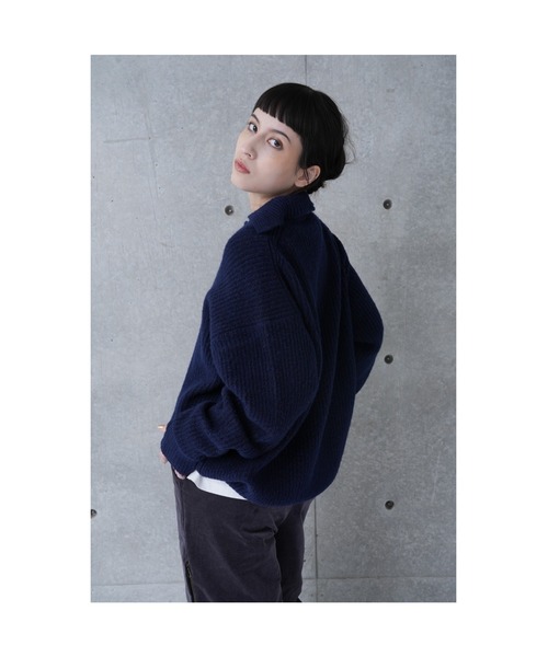 CAROUSE LAMBRA(ケラウズランブラ)の「LS BIG POLO(ニット/セーター・レディース・グレー/ネイビー/レッド・FREE)」の8枚目の写真