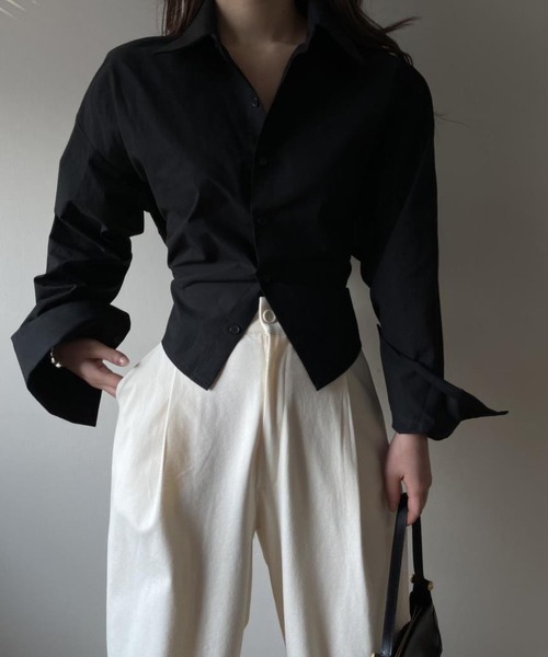 MAISON DE THERESE（メゾン ド テレーズ）の「バックタイ シェイプアップブラウス ロングスリーブ（シャツ/ブラウス・レディース・ブルー/ブラック・M/L）」の13枚目の写真
