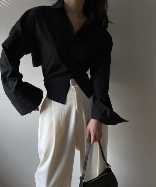 MAISON DE THERESE（メゾン ド テレーズ）の「バックタイ シェイプアップブラウス ロングスリーブ（シャツ/ブラウス・レディース・ブルー/ブラック・M/L）」の14枚目の写真