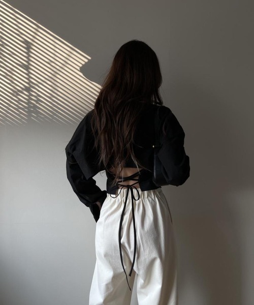 MAISON DE THERESE（メゾン ド テレーズ）の「バックタイ シェイプアップブラウス ロングスリーブ（シャツ/ブラウス・レディース・ブルー/ブラック・M/L）」の16枚目の写真