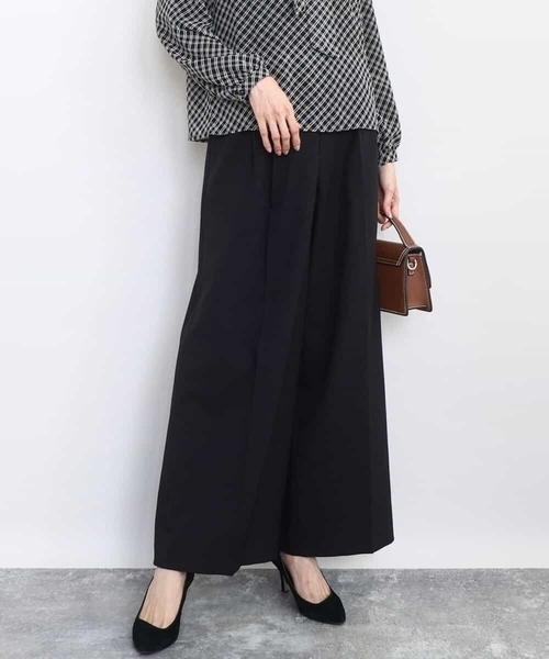 MK MICHEL KLEIN（エムケーミッシェルクラン）の「ストレートワイドシルエットパンツ（無地・チェック）/洗える（その他パンツ・レディース・ブラック/グレー/モカ・38）」の2枚目の写真