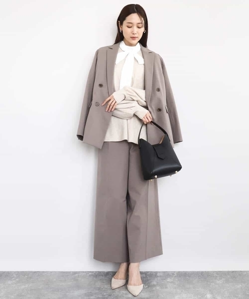 MK MICHEL KLEIN（エムケーミッシェルクラン）の「ストレートワイドシルエットパンツ（無地・チェック）/洗える（その他パンツ・レディース・ブラック/グレー/モカ・38）」の5枚目の写真