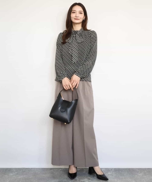 MK MICHEL KLEIN（エムケーミッシェルクラン）の「ストレートワイドシルエットパンツ（無地・チェック）/洗える（その他パンツ・レディース・ブラック/グレー/モカ・38）」の11枚目の写真