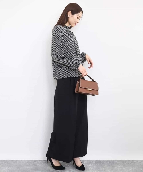 MK MICHEL KLEIN（エムケーミッシェルクラン）の「ストレートワイドシルエットパンツ（無地・チェック）/洗える（その他パンツ・レディース・ブラック/グレー/モカ・38）」の22枚目の写真