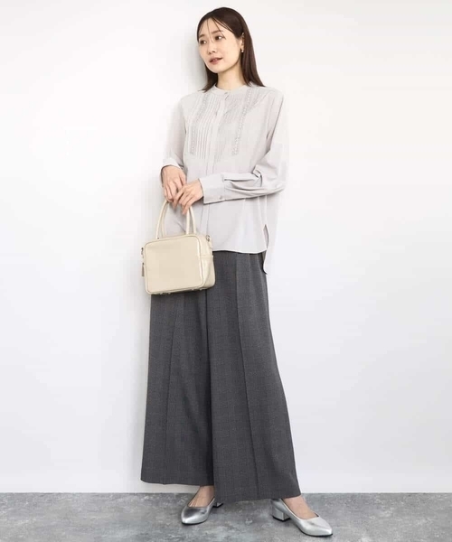 MK MICHEL KLEIN（エムケーミッシェルクラン）の「ストレートワイドシルエットパンツ（無地・チェック）/洗える（その他パンツ・レディース・ブラック/グレー/モカ・38）」の10枚目の写真