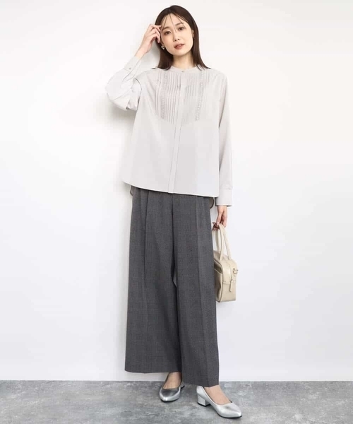 MK MICHEL KLEIN（エムケーミッシェルクラン）の「ストレートワイドシルエットパンツ（無地・チェック）/洗える（その他パンツ・レディース・ブラック/グレー/モカ・38）」の19枚目の写真