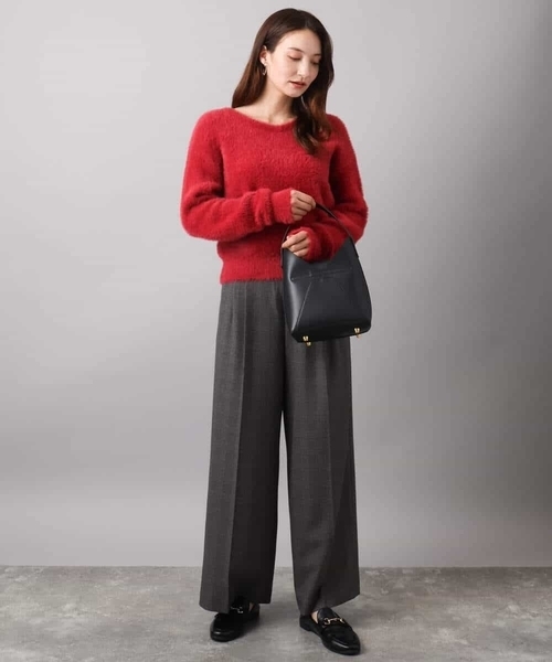 MK MICHEL KLEIN（エムケーミッシェルクラン）の「ストレートワイドシルエットパンツ（無地・チェック）/洗える（その他パンツ・レディース・ブラック/グレー/モカ・38）」の14枚目の写真