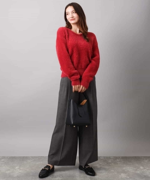 MK MICHEL KLEIN（エムケーミッシェルクラン）の「ストレートワイドシルエットパンツ（無地・チェック）/洗える（その他パンツ・レディース・ブラック/グレー/モカ・38）」の18枚目の写真