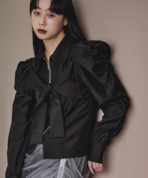 ribbon zip shirt フロントリボンジップシャツ