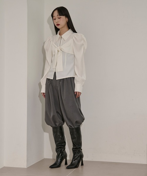 ribbon zip shirt フロントリボンジップシャツ（シャツ/ブラウス