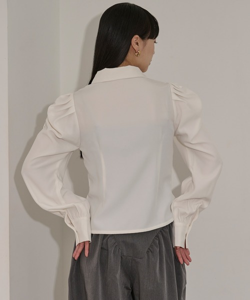 Ezick（エジック）の「ribbon zip shirt フロントリボンジップシャツ（シャツ/ブラウス・レディース・ブラック/オフホワイト・FREE）」の20枚目の写真