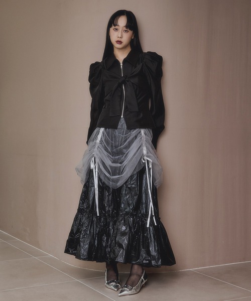 ribbon zip shirt フロントリボンジップシャツ（シャツ/ブラウス