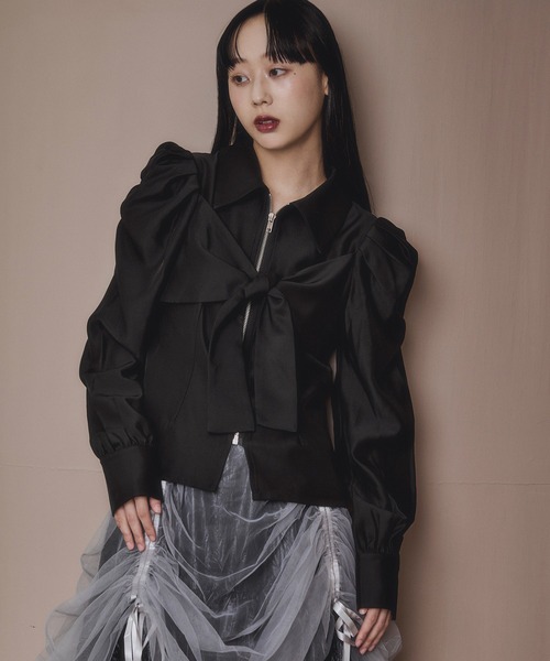ribbon zip shirt フロントリボンジップシャツ（シャツ/ブラウス