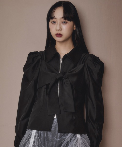 ribbon zip shirt フロントリボンジップシャツ（シャツ/ブラウス