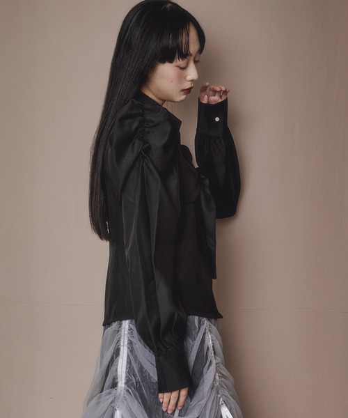 ribbon zip shirt フロントリボンジップシャツ（シャツ/ブラウス