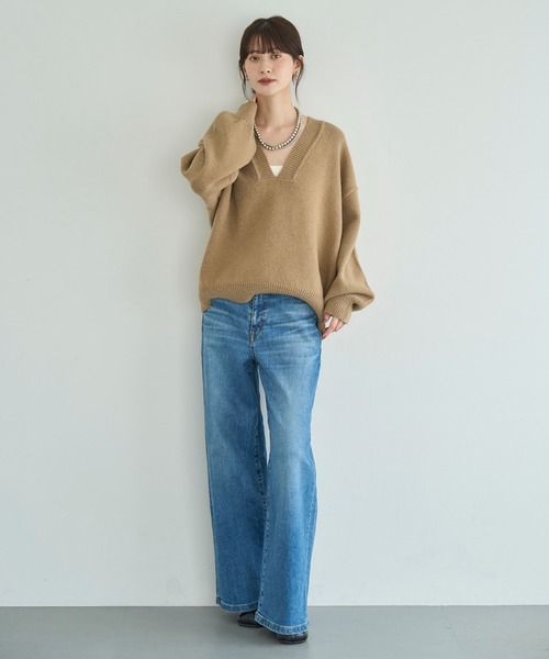 meilmada(メイルマダ)の「ディープVネックニットプルオーバー(ニット/セーター・レディース・ブラック/グレー/ベージュ・FREE)」の17枚目の写真