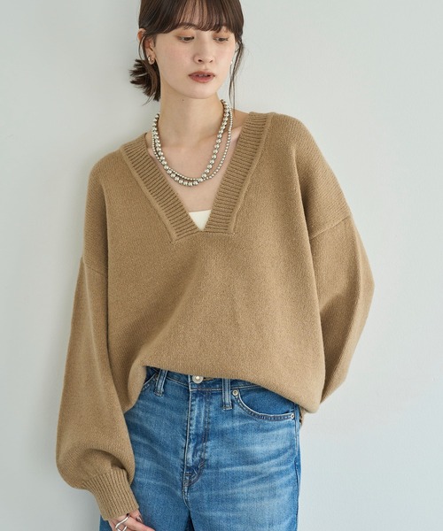 meilmada(メイルマダ)の「ディープVネックニットプルオーバー(ニット/セーター・レディース・ブラック/グレー/ベージュ・FREE)」の14枚目の写真