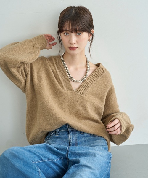 ADORE キュプラスタービッグニットプルオーバー/セーター(薄手)/38 moment+ ニット セーター ハイネックモチモチニットプルオーバー