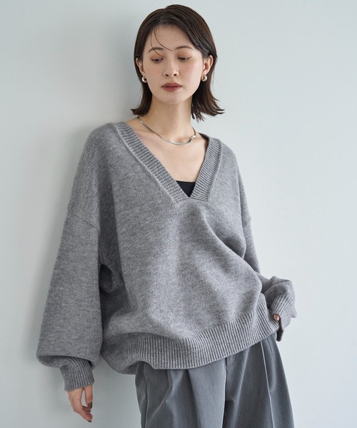 セール】ディープVネックニットプルオーバー（ニット/セーター