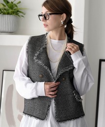 Mia   （ミア）の「ツイードライクニットジレ（ベスト）」