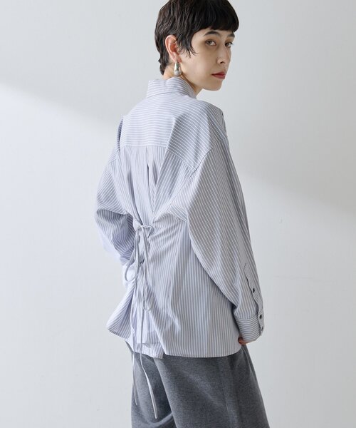 THE PAUSE（ザ ポーズ）の「【THE PAUSE】ストライプシェイプシャツ（シャツ/ブラウス・レディース・キャメル/グレー・FREE）」の6枚目の写真