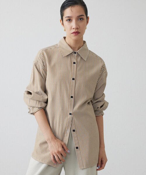 THE PAUSE（ザ ポーズ）の「【THE PAUSE】ストライプシェイプシャツ（シャツ/ブラウス・レディース・キャメル/グレー・FREE）」の16枚目の写真